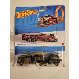 Set of 2 Hot Wheels - Firehouse Fueler & Haulin' Class 1:64, New In Package